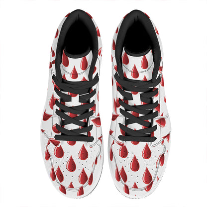 Red Blood Drop Pattern Print High Top Leather Sneakers