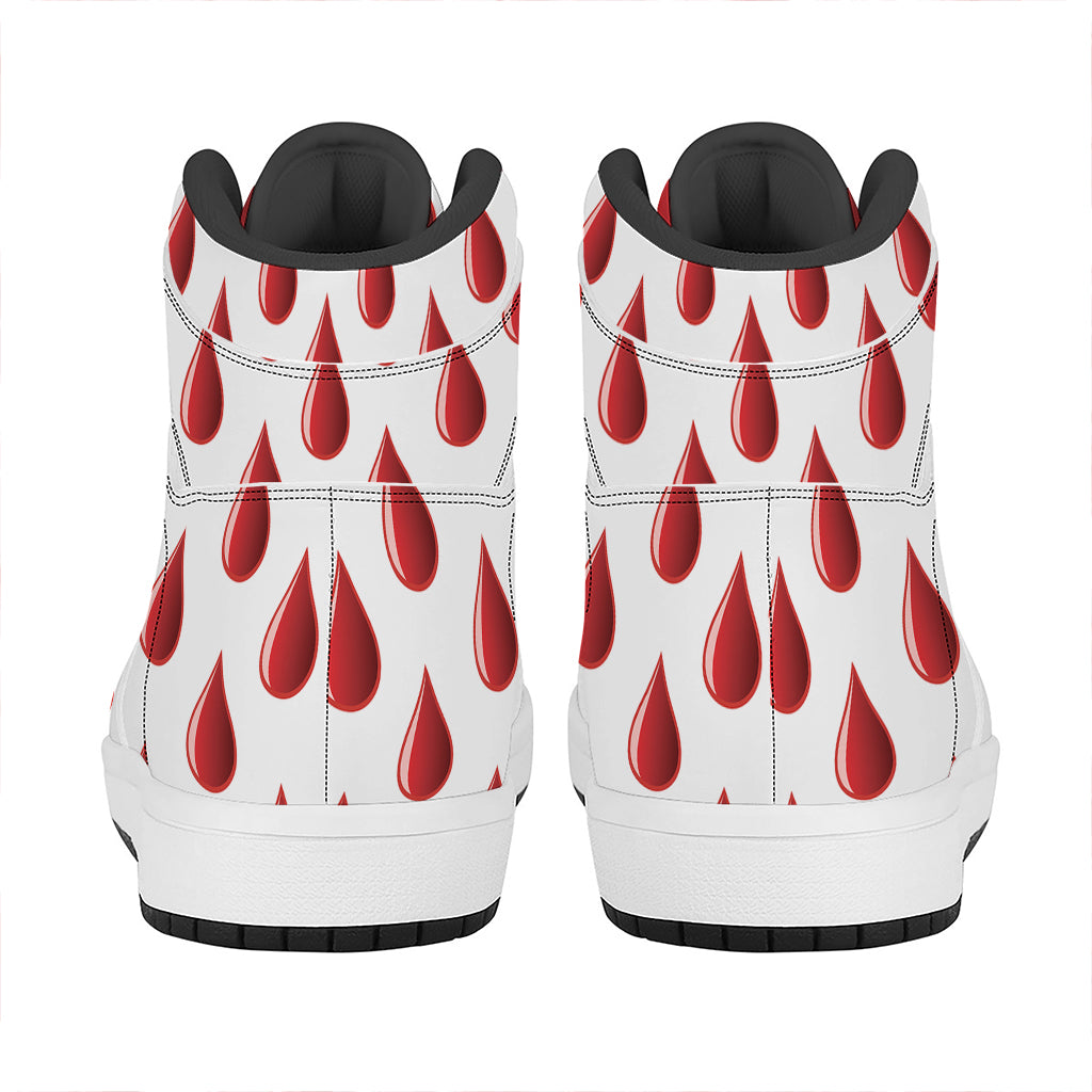 Red Blood Drop Pattern Print High Top Leather Sneakers
