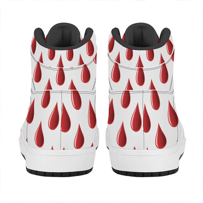 Red Blood Drop Pattern Print High Top Leather Sneakers