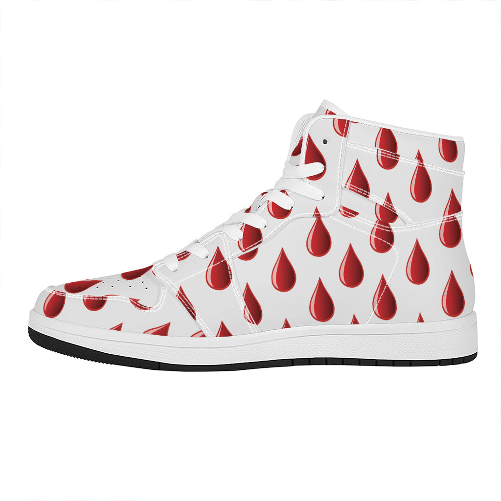 Red Blood Drop Pattern Print High Top Leather Sneakers