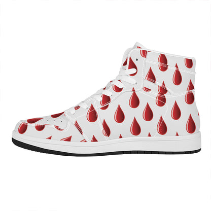 Red Blood Drop Pattern Print High Top Leather Sneakers