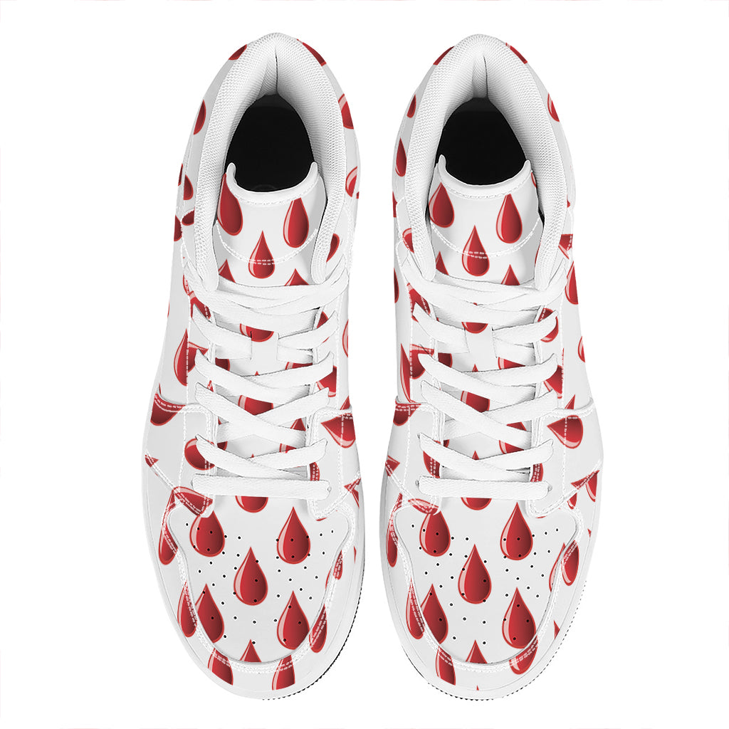 Red Blood Drop Pattern Print High Top Leather Sneakers