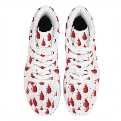 Red Blood Drop Pattern Print High Top Leather Sneakers