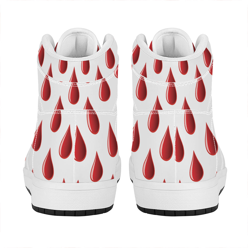 Red Blood Drop Pattern Print High Top Leather Sneakers