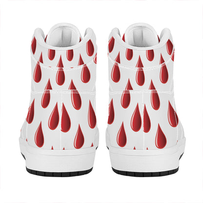 Red Blood Drop Pattern Print High Top Leather Sneakers