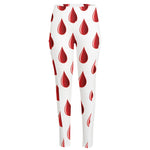 Red Blood Drop Pattern Print High-Waisted Pocket Leggings