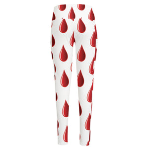 Red Blood Drop Pattern Print High-Waisted Pocket Leggings