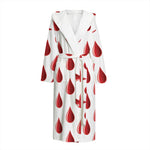 Red Blood Drop Pattern Print Hooded Bathrobe