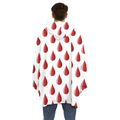 Red Blood Drop Pattern Print Hoodie Blanket