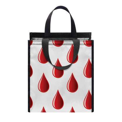 Red Blood Drop Pattern Print Insulated Lunch Tote