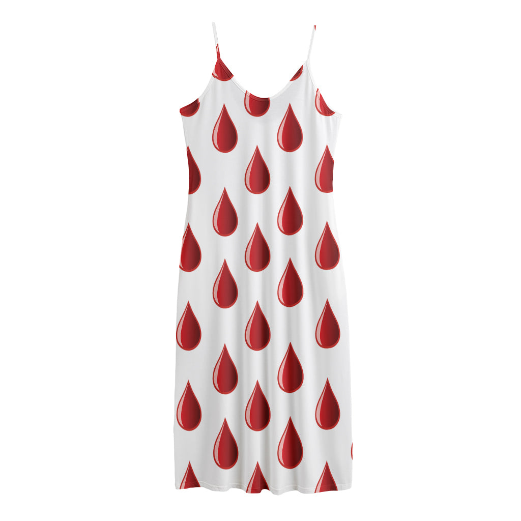 Red Blood Drop Pattern Print Jersey Midi Cami Dress