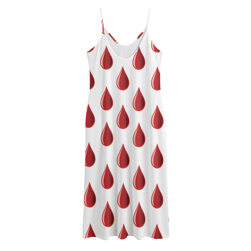 Red Blood Drop Pattern Print Jersey Midi Cami Dress