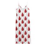 Red Blood Drop Pattern Print Jersey Midi Cami Dress