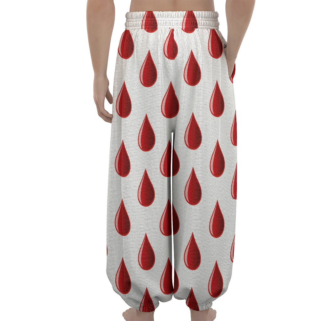 Red Blood Drop Pattern Print Lantern Pants