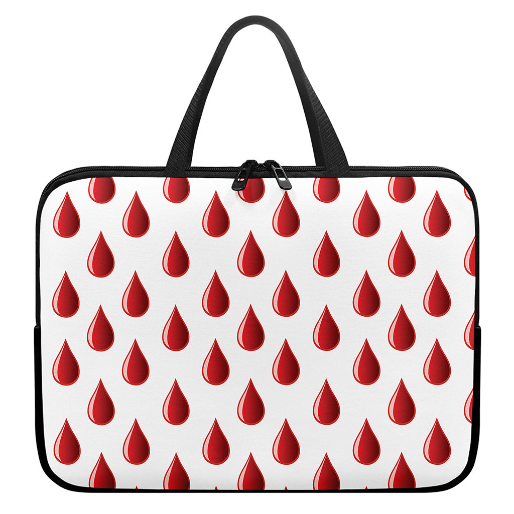 Red Blood Drop Pattern Print Laptop Sleeve With Handle