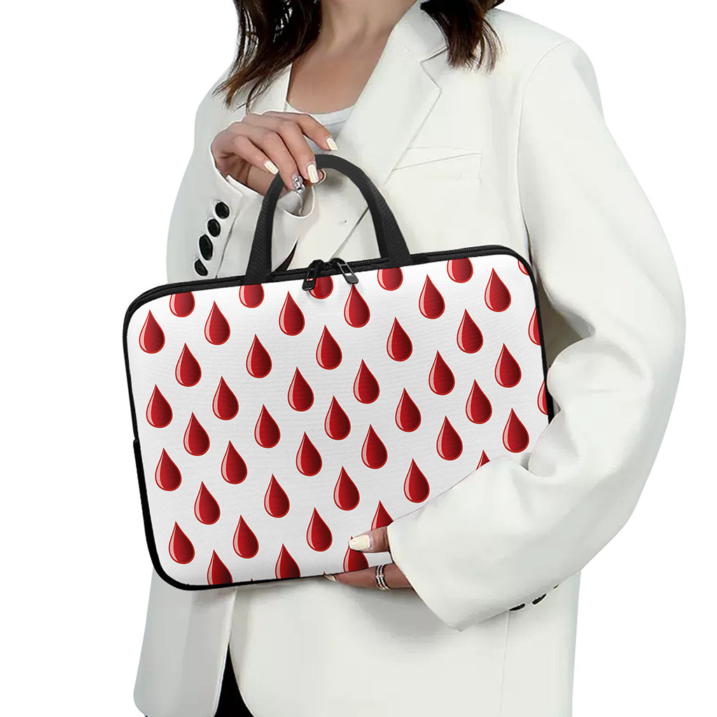 Red Blood Drop Pattern Print Laptop Sleeve With Handle