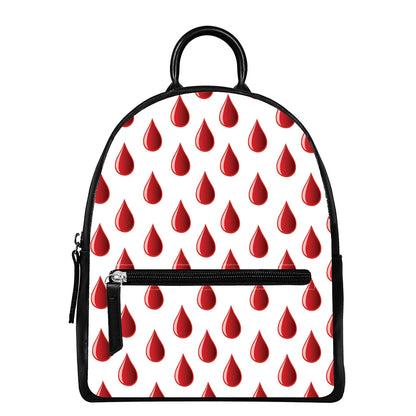 Red Blood Drop Pattern Print Leather Backpack