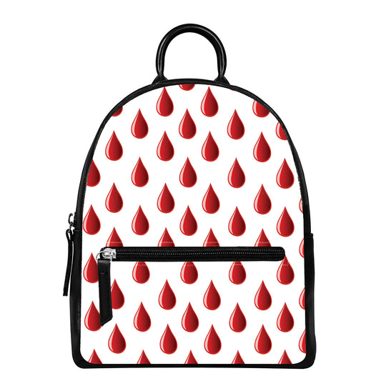 Red Blood Drop Pattern Print Leather Backpack