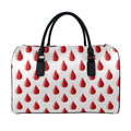 Red Blood Drop Pattern Print Leather Duffel Bag