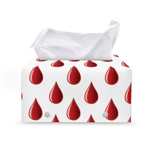 Red Blood Drop Pattern Print Leather Tissue Box Cover