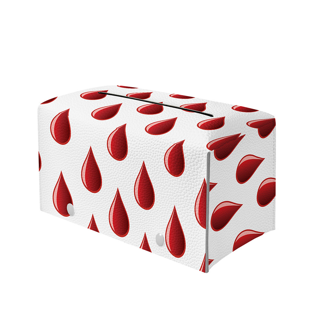 Red Blood Drop Pattern Print Leather Tissue Box Cover
