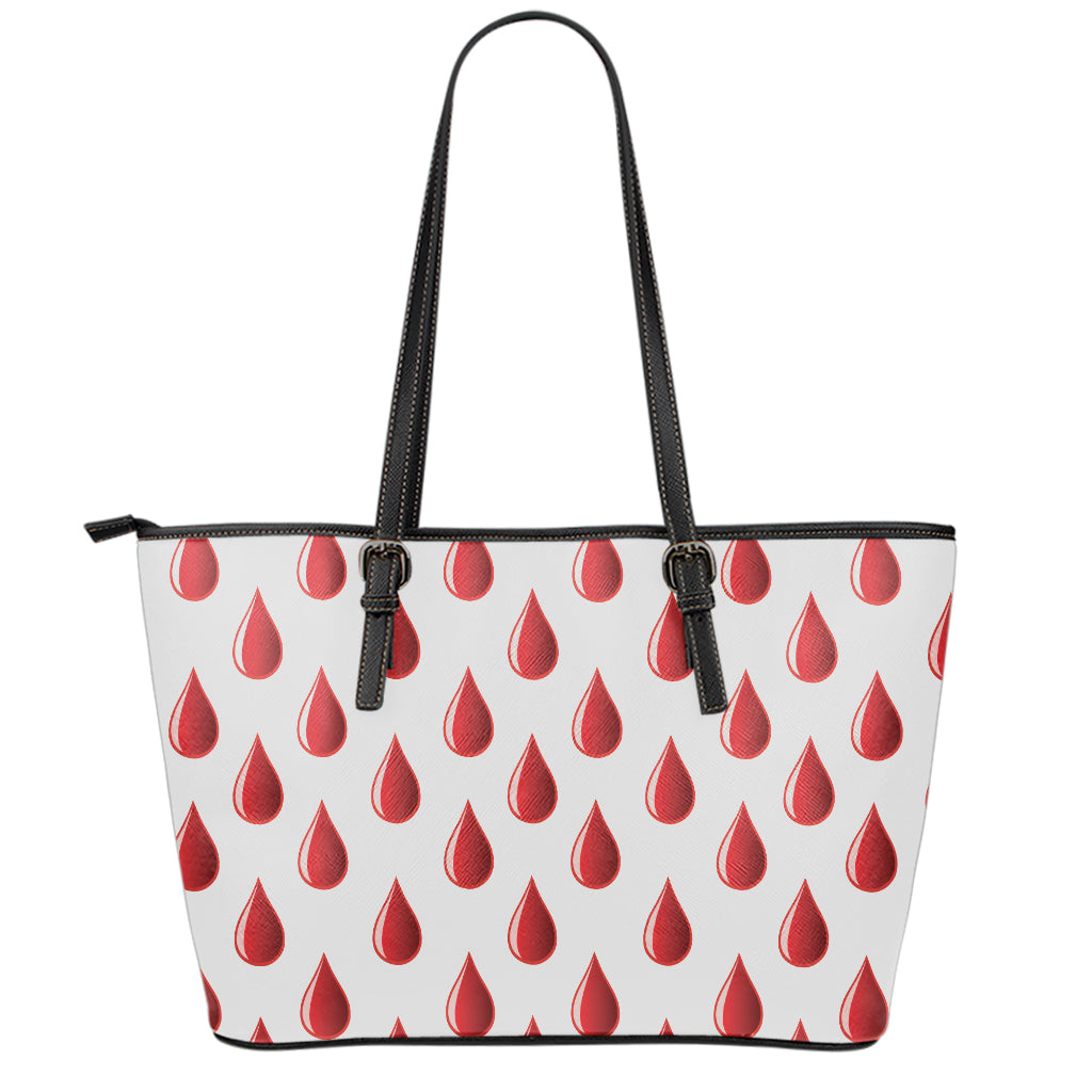 Red Blood Drop Pattern Print Leather Tote Bag