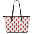 Red Blood Drop Pattern Print Leather Tote Bag With Zipper