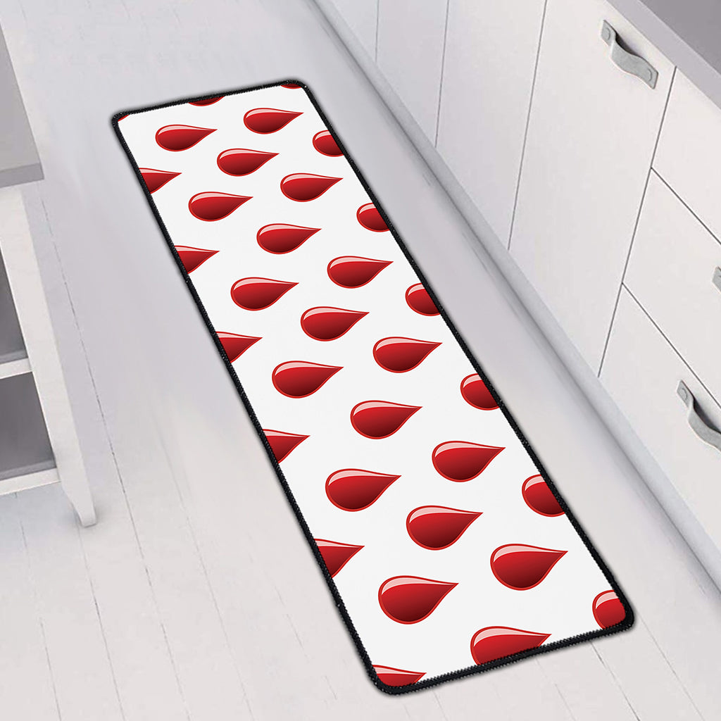 Red Blood Drop Pattern Print Long Kitchen Mat