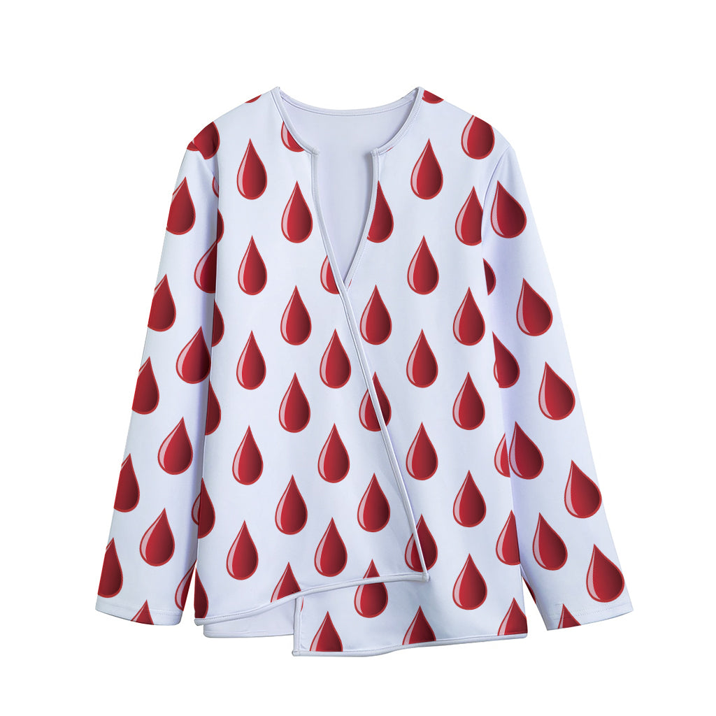 Red Blood Drop Pattern Print Long Sleeve Short Coat