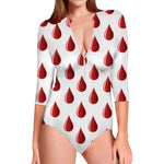 Red Blood Drop Pattern Print Long Sleeve Swimsuit