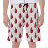 Red Blood Drop Pattern Print Men's Beach Shorts