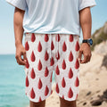Red Blood Drop Pattern Print Men's Cargo Shorts