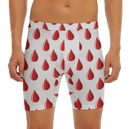 Red Blood Drop Pattern Print Men's Long Boxer Briefs