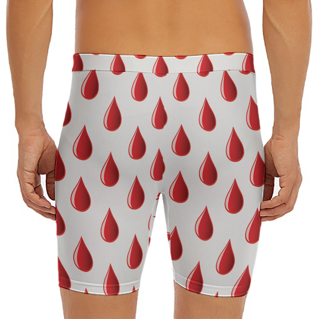 Red Blood Drop Pattern Print Men's Long Boxer Briefs