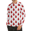 Red Blood Drop Pattern Print Men's Long Sleeve Rash Guard