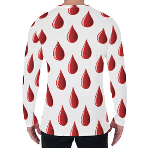 Red Blood Drop Pattern Print Men's Long Sleeve T-Shirt