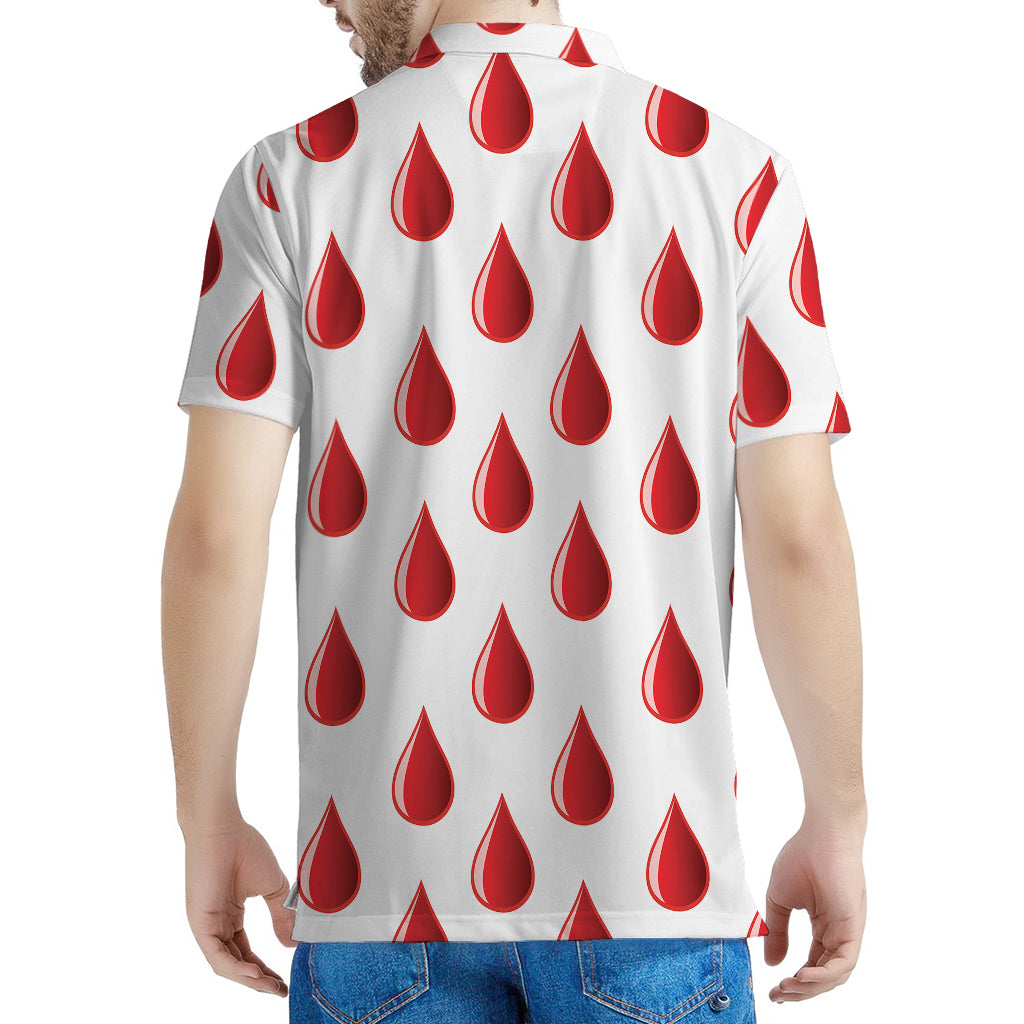 Red Blood Drop Pattern Print Men's Polo Shirt