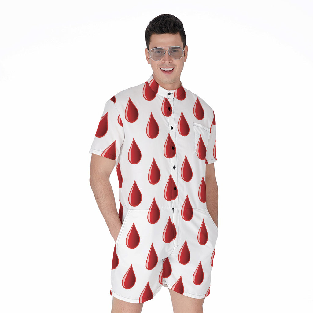 Red Blood Drop Pattern Print Men's Rompers