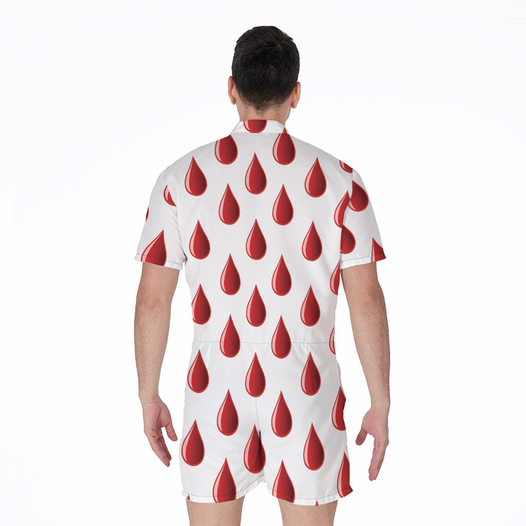 Red Blood Drop Pattern Print Men's Rompers