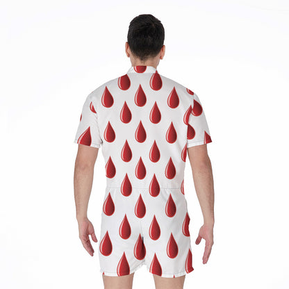 Red Blood Drop Pattern Print Men's Rompers
