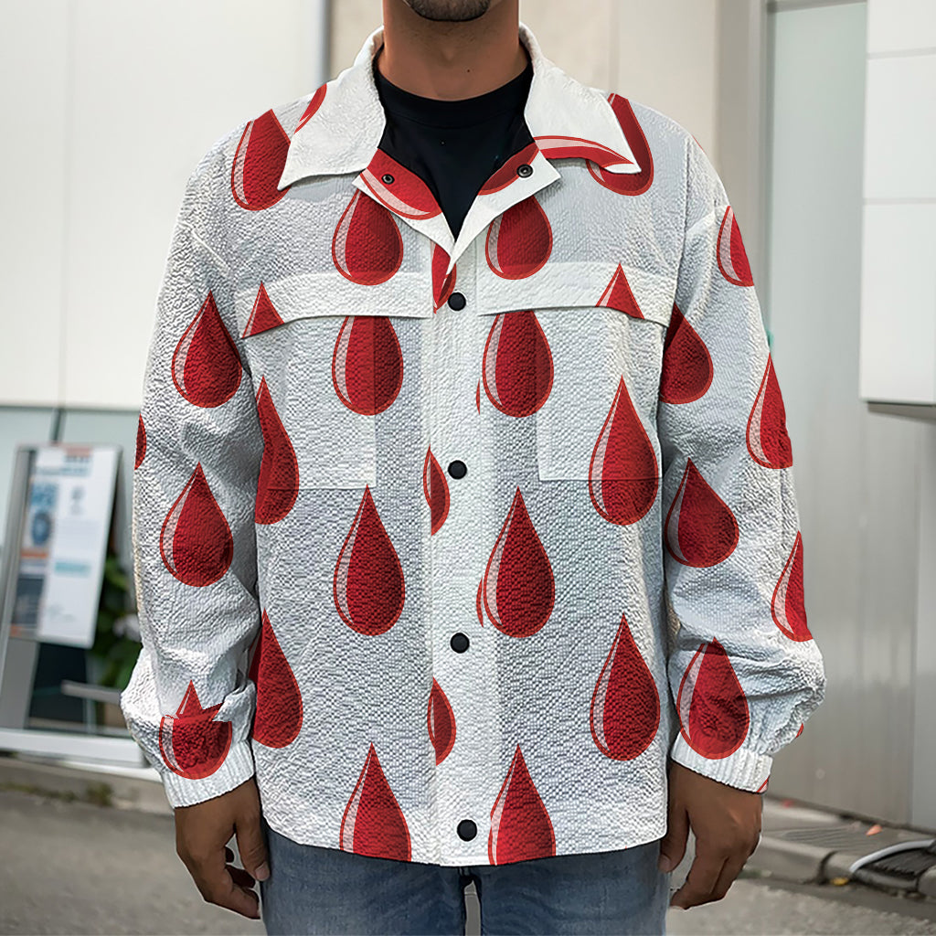 Red Blood Drop Pattern Print Men's Shirt Jacket