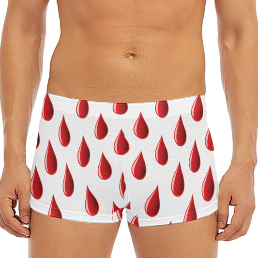 Red Blood Drop Pattern Print Men's Short Boxer Briefs