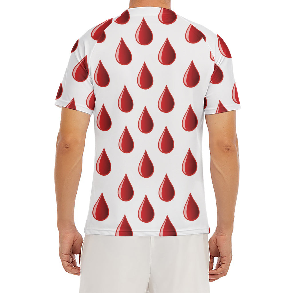 Red Blood Drop Pattern Print Men's Short Sleeve Rash Guard