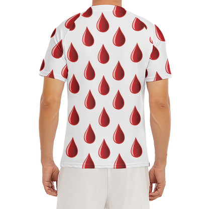 Red Blood Drop Pattern Print Men's Short Sleeve Rash Guard