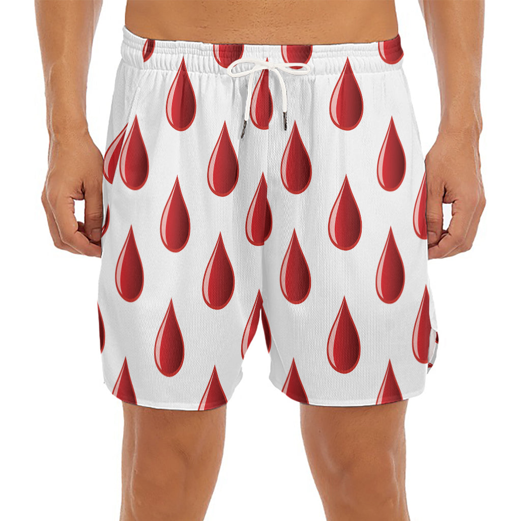 Red Blood Drop Pattern Print Men's Split Running Shorts