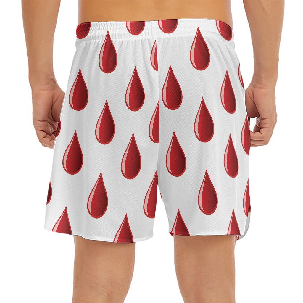 Red Blood Drop Pattern Print Men's Split Running Shorts