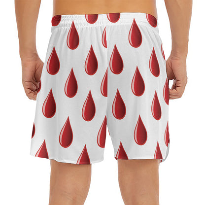 Red Blood Drop Pattern Print Men's Split Running Shorts