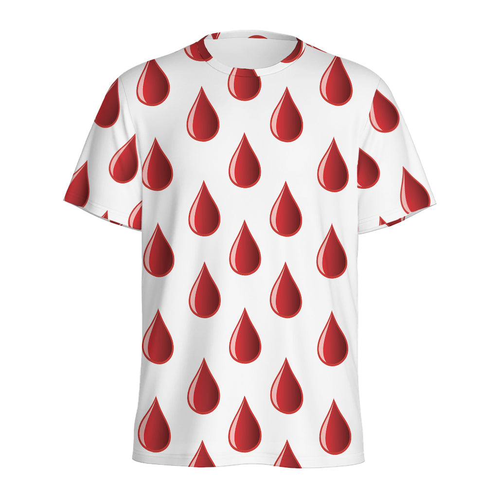 Red Blood Drop Pattern Print Men's Sports T-Shirt