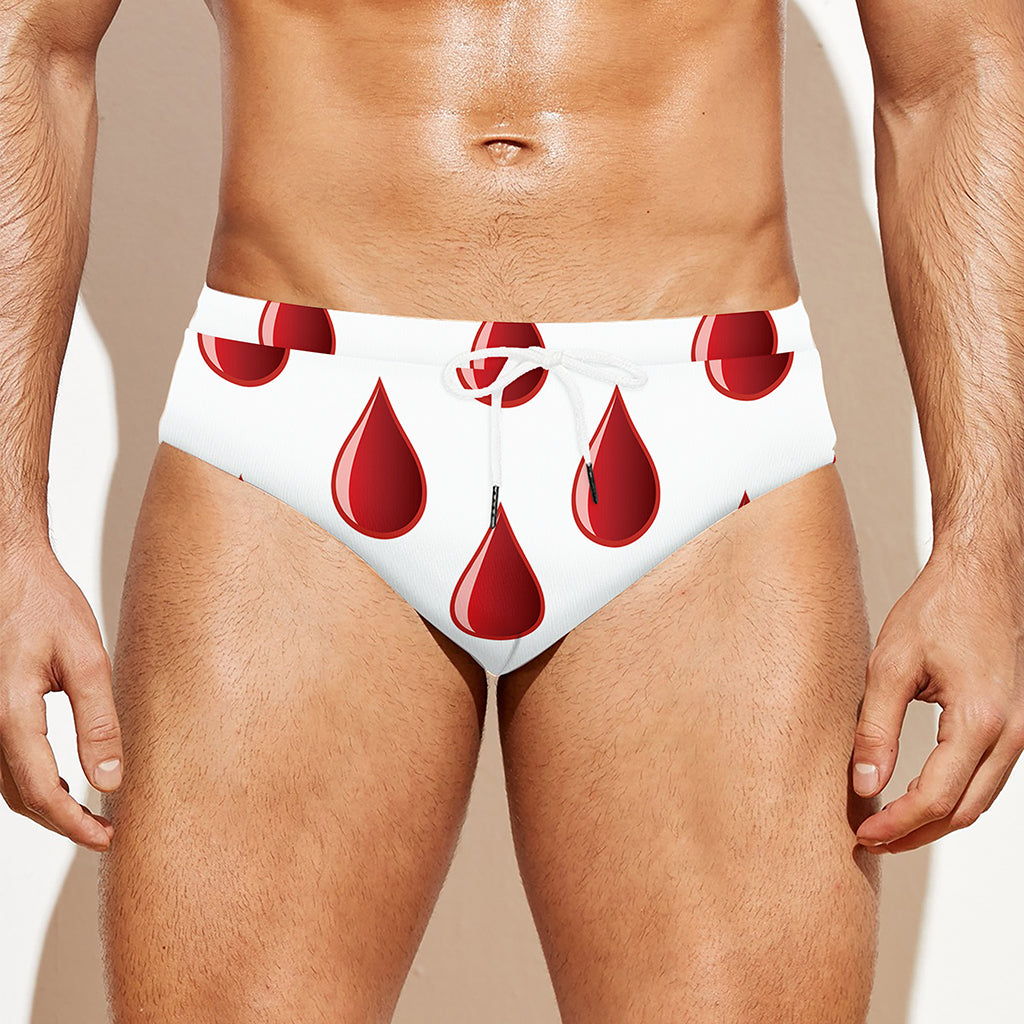 Red Blood Drop Pattern Print Men's Swim Briefs