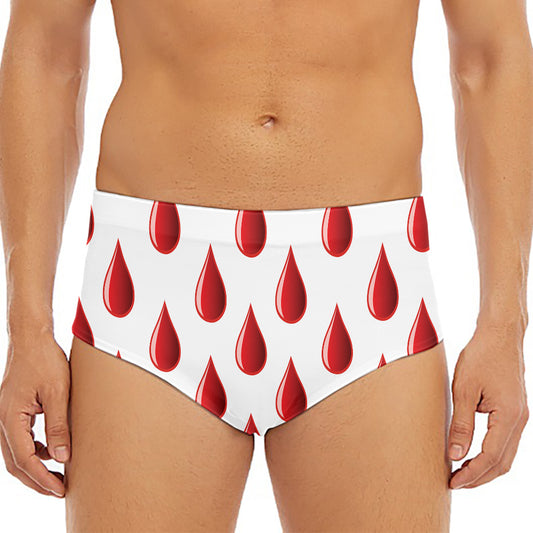 Red Blood Drop Pattern Print Men's Triangle Swim Briefs